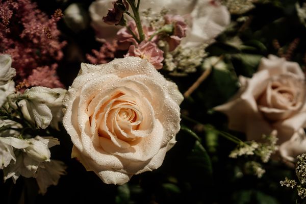 beautiful wedding flower display at castle venue