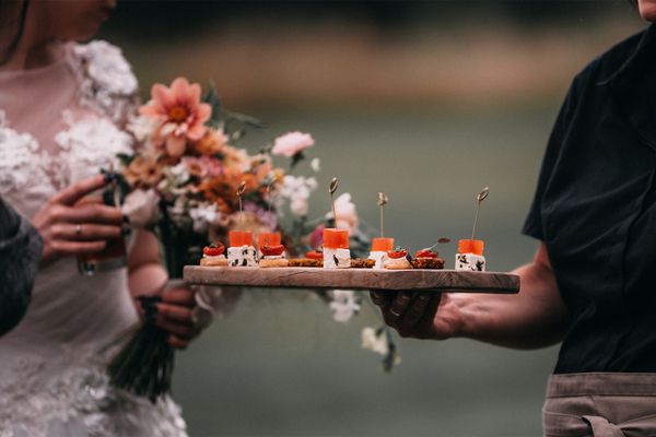 Canapes being served for an event on the South Lawns